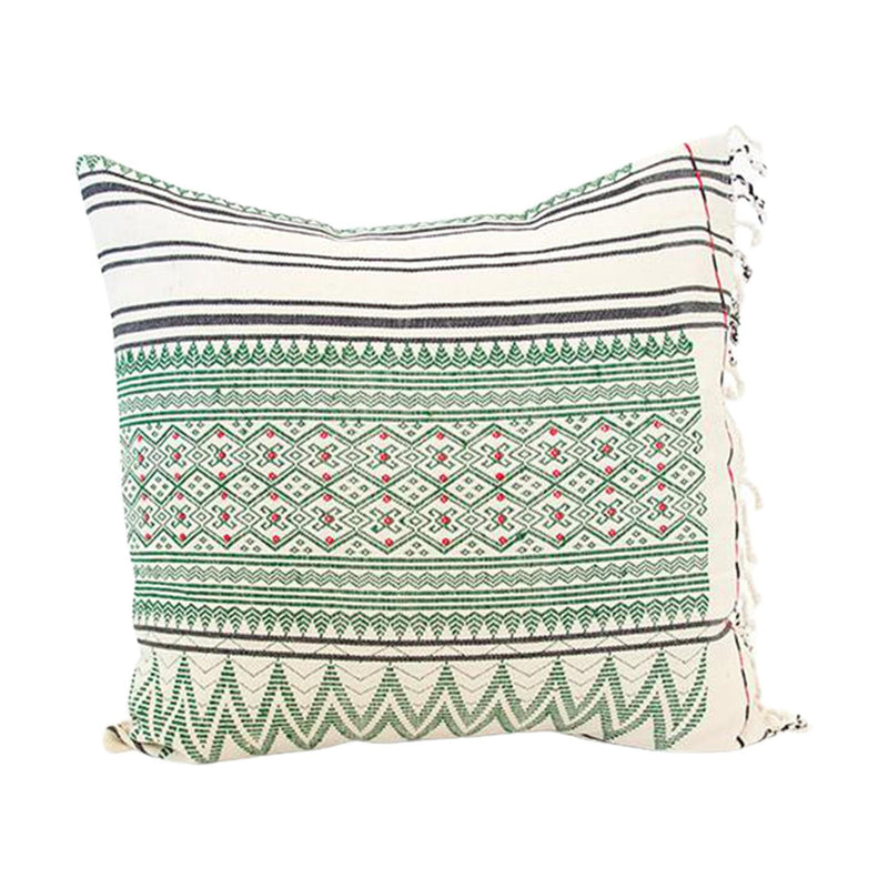 Naga Tribal Accent Pillow - Cream & Green - 20x20 pillow