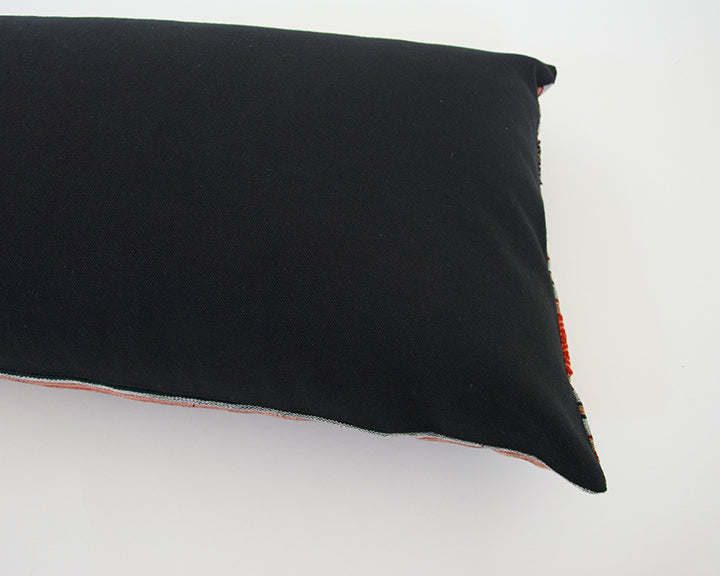 Naga Tribal Extra Long Lumbar Pillow - Black, Red - 14x50