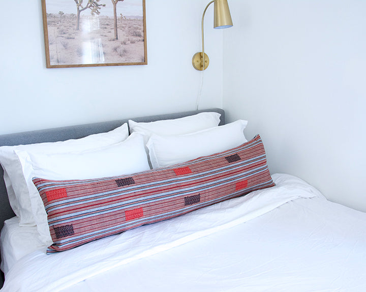 Naga Tribal Extra Long Lumbar Pillow - Black, Red - 14x50