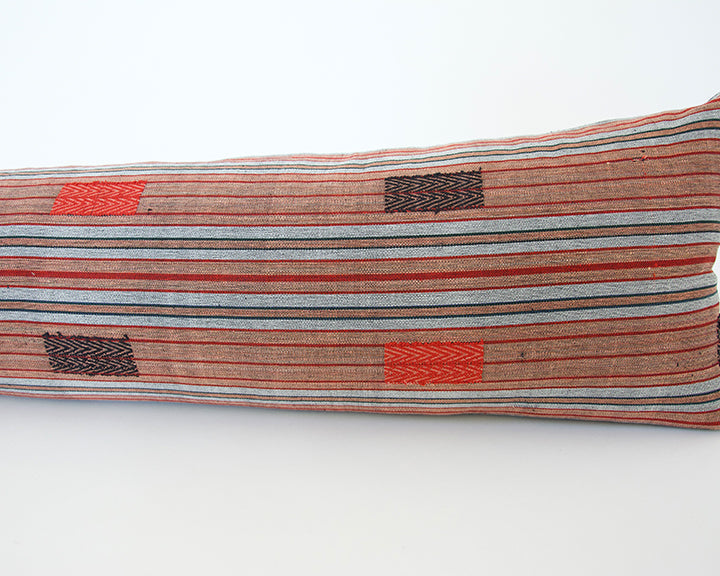 Naga Tribal Extra Long Lumbar Pillow - Black, Red - 14x50