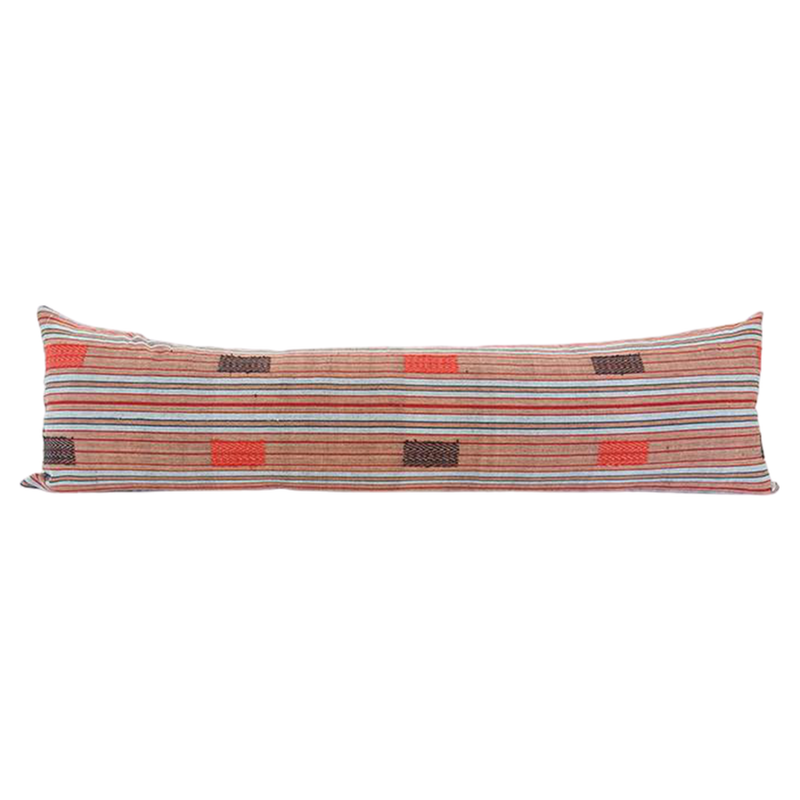 Naga Tribal Extra Long Lumbar Pillow - Black, Red - 14x50 pillow