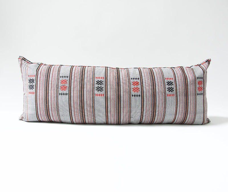 Naga Tribal Extra Long Lumbar Pillow Case - Black, Red, Grey, Peach - 14x36