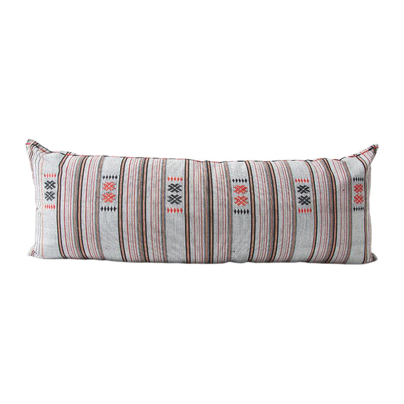 Naga Tribal Extra Long Lumbar Pillow Case - Black, Red, Grey, Peach - 14x36 pillow