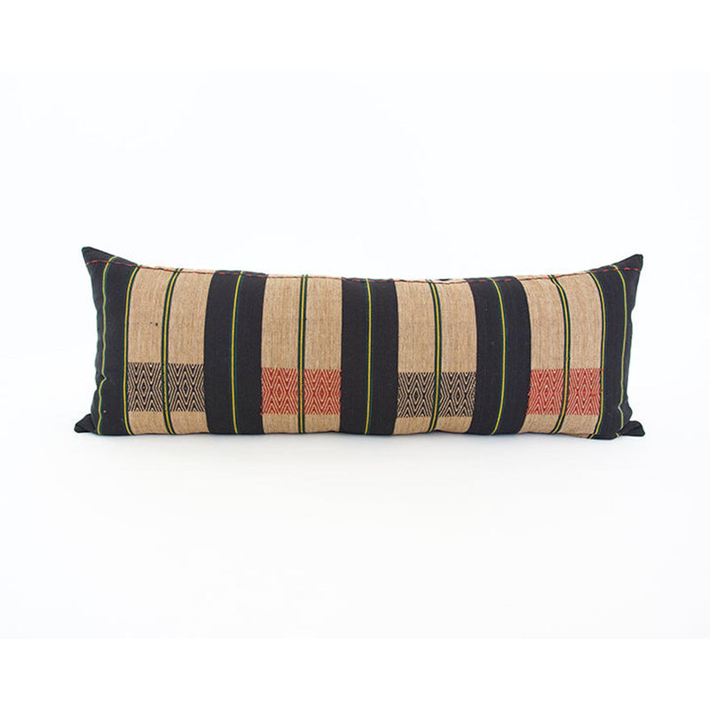Naga Tribal Extra Long Lumbar Pillow - Black, Red & Yellow - 14x36 pillow