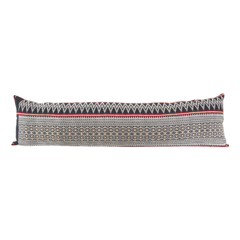 Naga Tribal Extra Long Lumbar Pillow - Black, Red, Yellow - 14x50 pillow