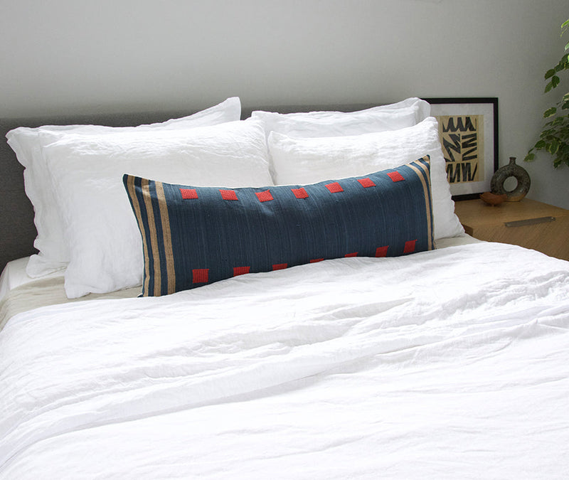 Naga Tribal Extra Long Lumbar Pillow Case - Blue, Red - 14x36