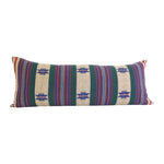 Naga Tribal Extra Long Lumbar Pillow - Green, Blue, Red #1 - 14x36 pillow