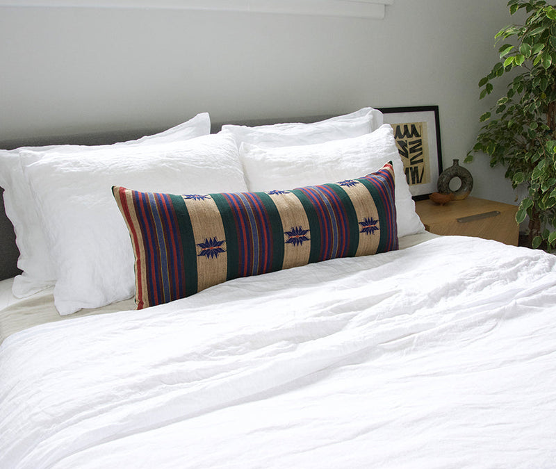 Naga Tribal Extra Long Lumbar Pillow Case - Green, Blue, Red #2 - 14x36