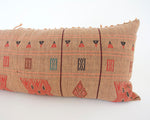 Naga Tribal Extra Long Lumbar Pillow - Peach, Burgundy - 14x36