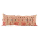 Naga Tribal Extra Long Lumbar Pillow - Peach, Burgundy - 14x36 pillow