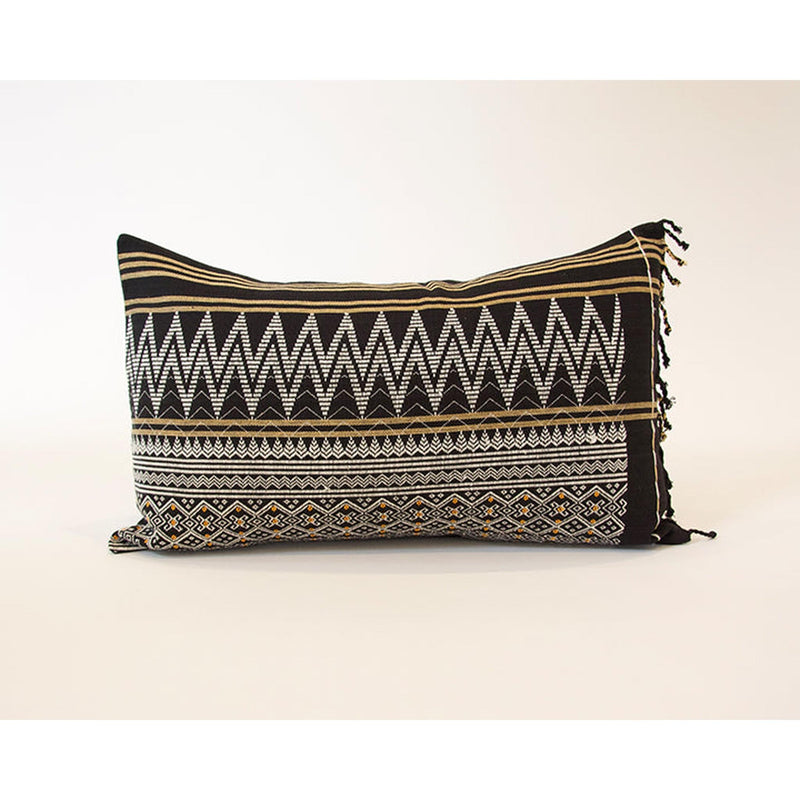 Naga Tribal Lumbar Pillow - Black & Yellow - 14x22
