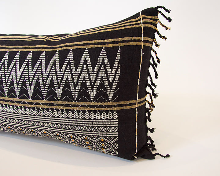 Naga Tribal Lumbar Pillow - Black & Yellow - 14x22
