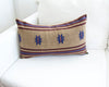 Naga Tribal Lumbar Pillow - Pale Brown, Blue & Burgundy - 14x22