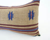 Naga Tribal Lumbar Pillow - Pale Brown, Blue & Burgundy - 14x22