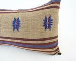 Naga Tribal Lumbar Pillow - Pale Brown, Blue & Burgundy - 14x22