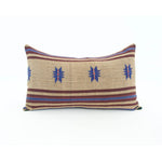 Naga Tribal Lumbar Pillow - Pale Brown, Blue & Burgundy - 14x22 pillow