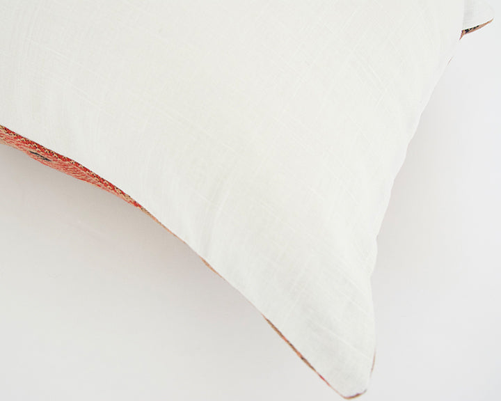 Naga Tribal Lumbar Pillow - Peach, Burgundy - 14x22
