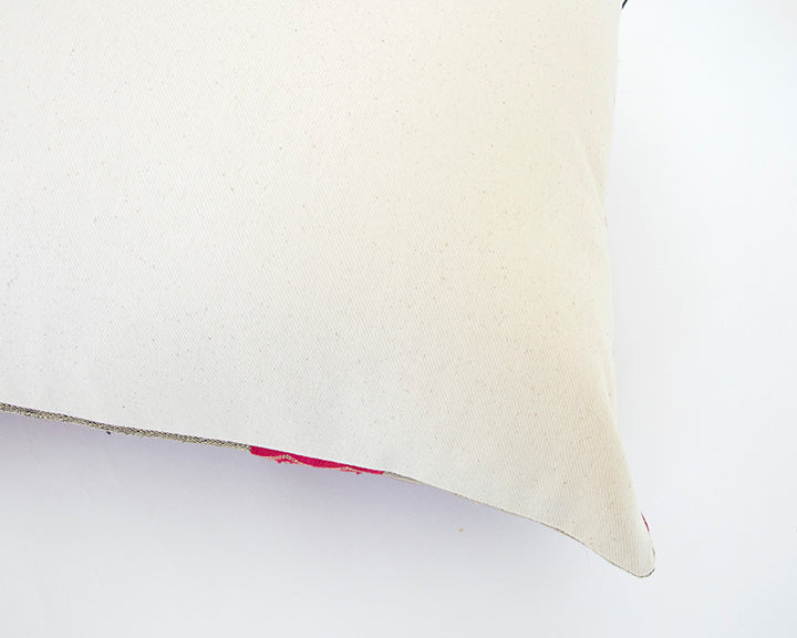 Naga Tribal Lumbar Pillow  - Red, Pink and Navy - 14x36 #3