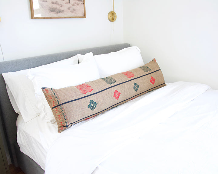Naga Tribal Extra Long Lumbar Pillow - Brown, Green & Red - 14x50