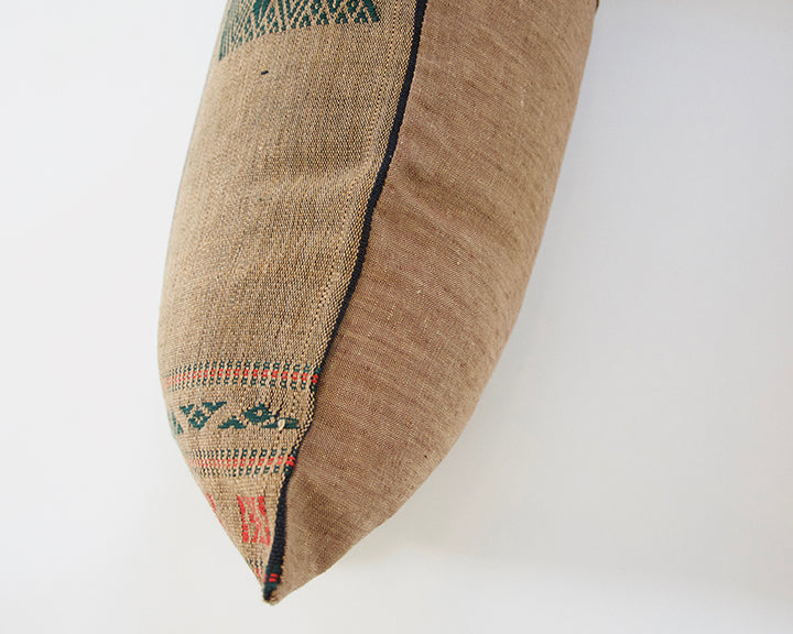 Naga Tribal Extra Long Lumbar Pillow - Brown, Green & Red - 14x50