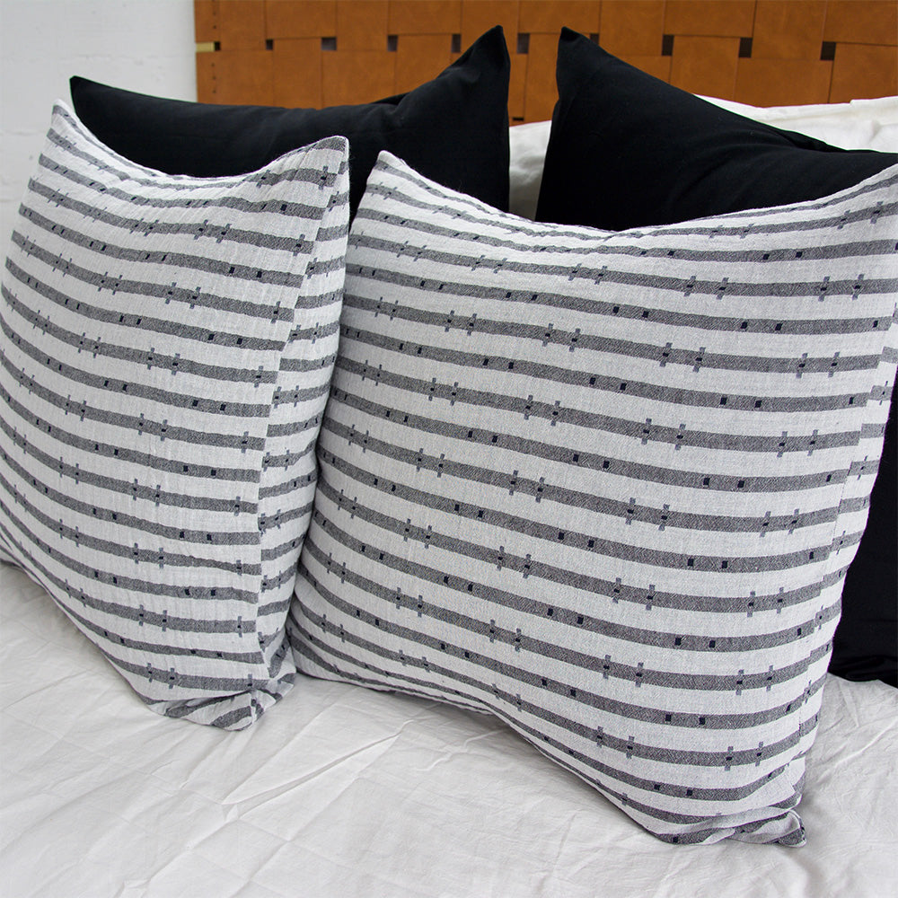 Navy & Grey Striped 'H' Accent Pillow - 22x22