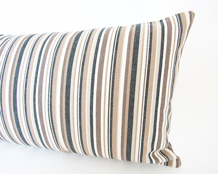 Neutral Pebble Striped Extra Long Lumbar Pillow Case - 14x36