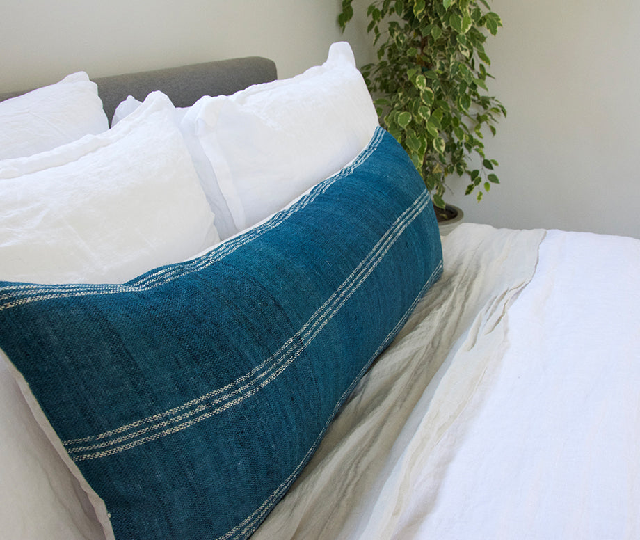 Ocean Blue Bhujodi Extra Long Lumbar Pillow - 14x36
