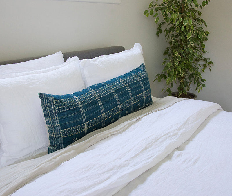 Ocean Blue Bhujodi Extra Long Lumbar Pillow Case #1 - 14x36