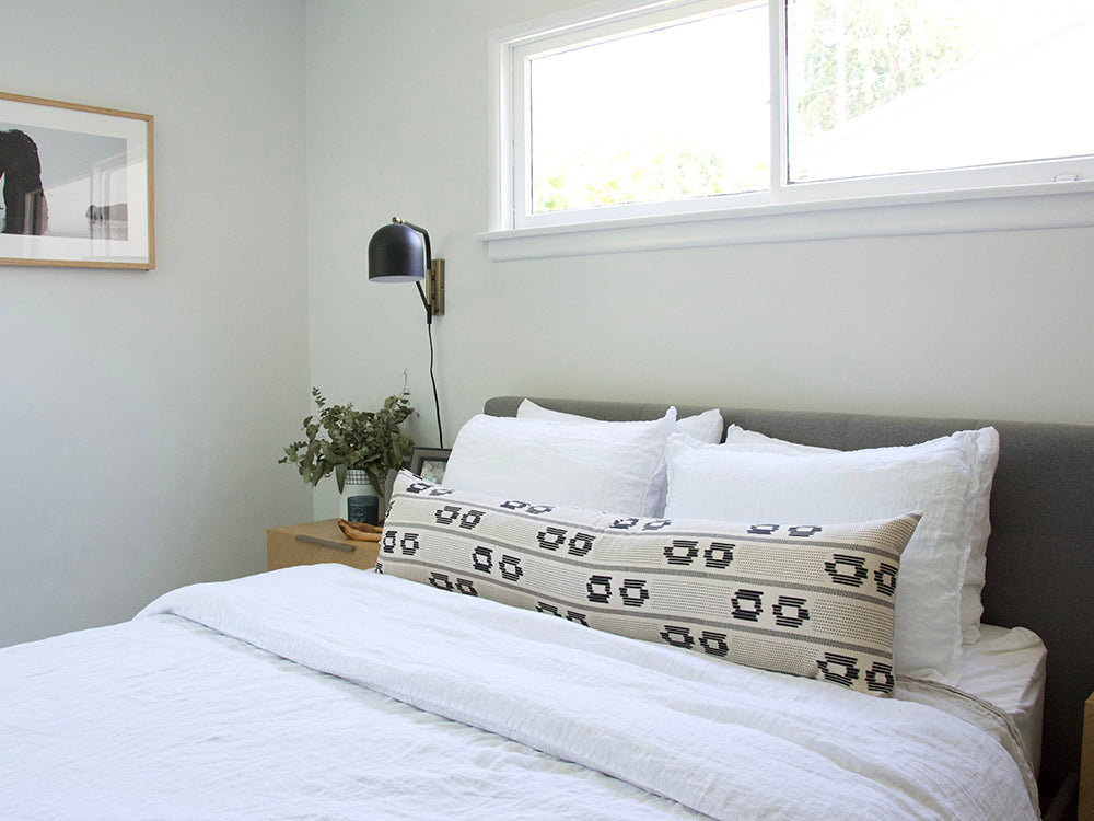 Off White & Black Double Circle Extra Long Lumbar Pillow Case - 14x50