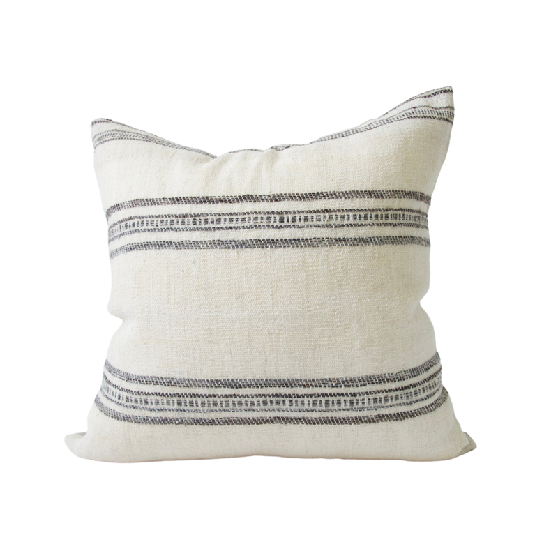 Off White & Dark Brown Bhujodi Pillow Case - 22x22 pillow