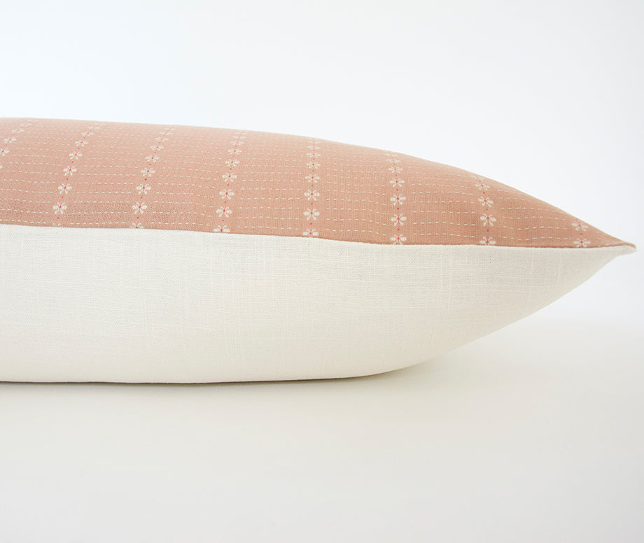 Pink Floral Extra Long Lumbar Pillow - 14x36