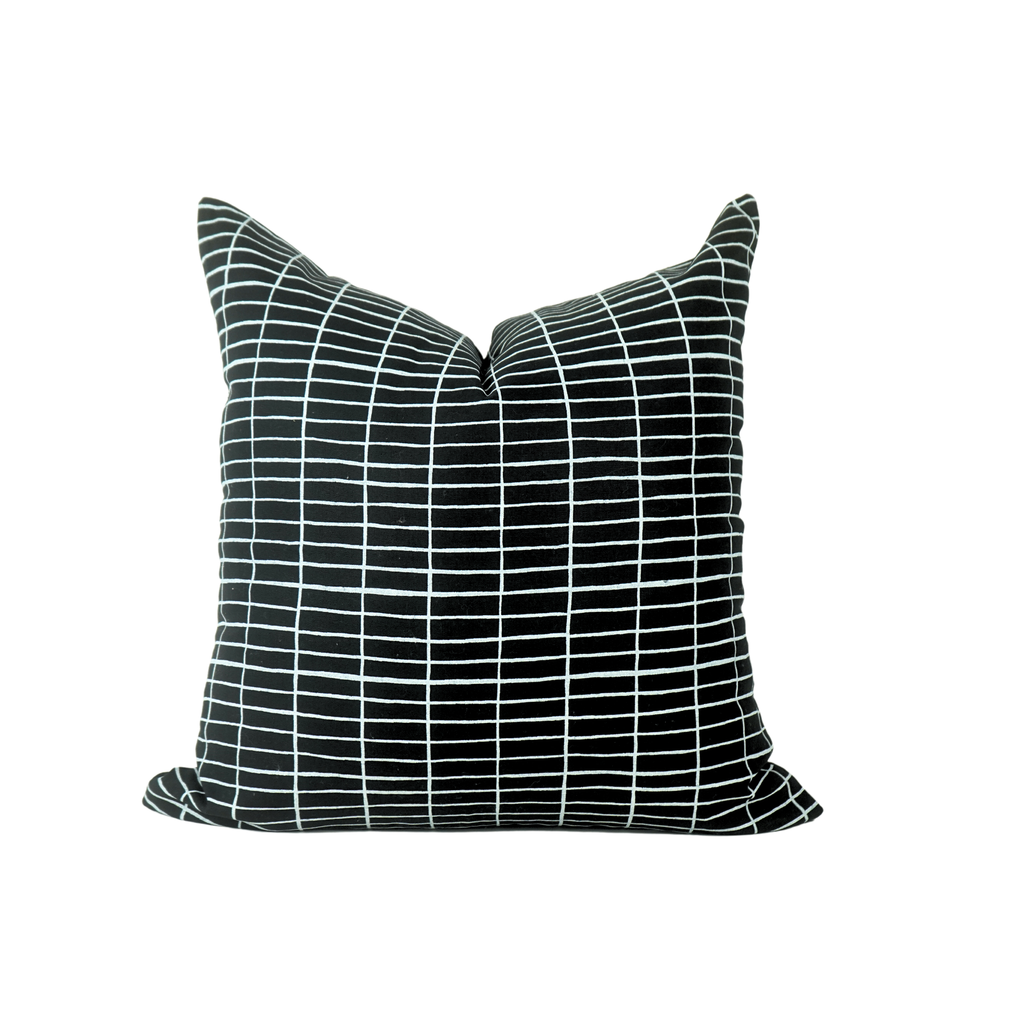 Black and white grid pillow hotsell