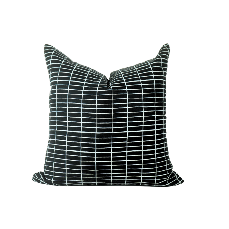 Printed Black and White Grid pillow