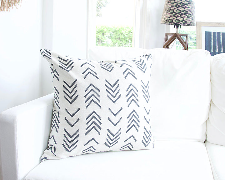 Printed Chevron - Black + Off White Accent Pillow Case - 22x22