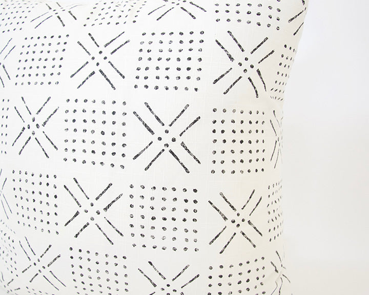 Printed Mudcloth - Black + White Accent Pillow Case - 20x20 (FINAL SALE)