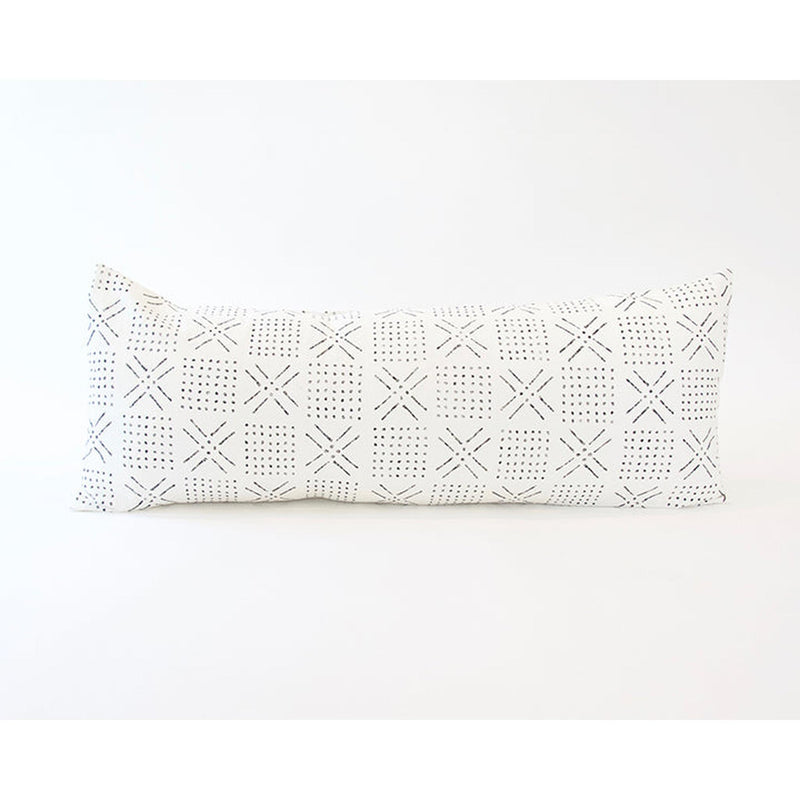 Printed Mud cloth - Black + White Extra Long Lumbar Pillow - 14x36 pillow