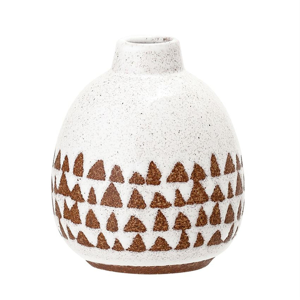 Round Stoneware Vase, White & Terra-cotta Finish, 3-1/2" x 4"H pillow