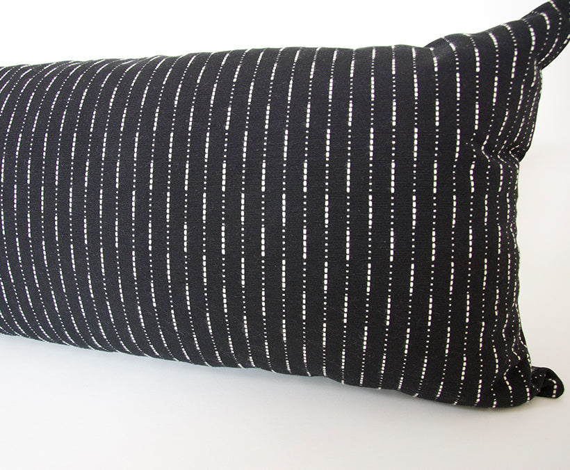 Running Stitch Black Extra Long Lumbar Pillow Case - 14x50