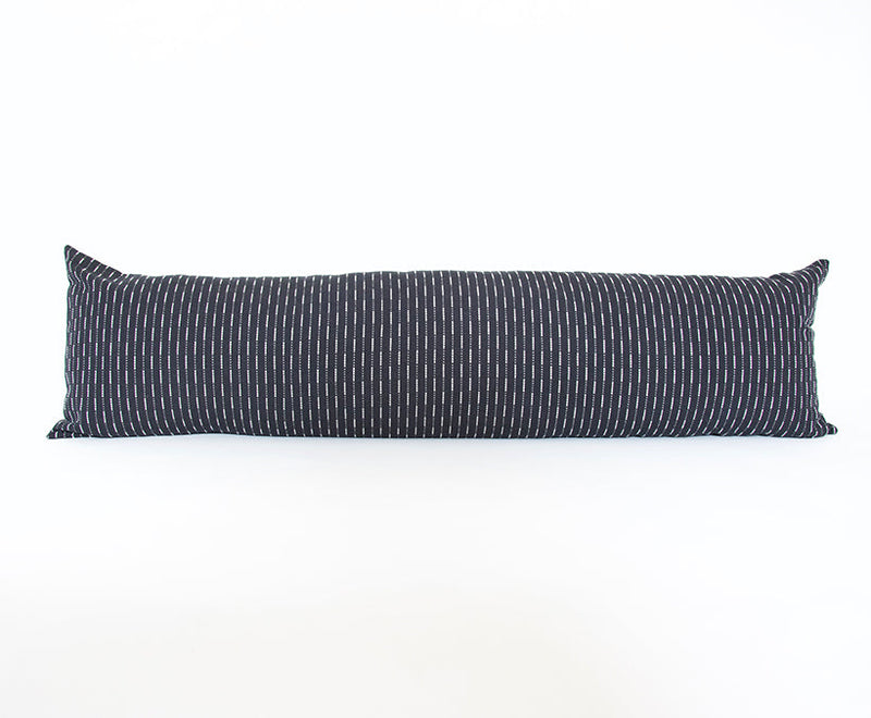 Running Stitch Black Extra Long Lumbar Pillow Case - 14x50