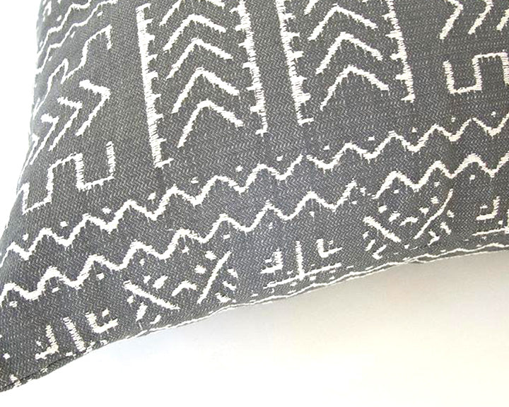 Tribal Slate Grey + Cream Accent Pillow Case - 20x20