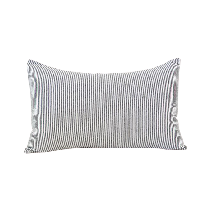 Small Blue Striped Lumbar Pillow Case - 14x22 (FINAL SALE)