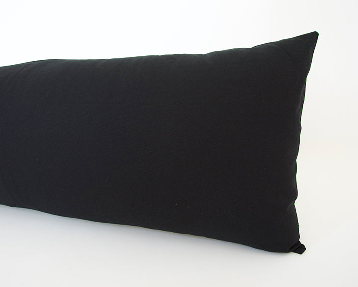 Solid Black Cotton Extra Long Lumbar Pillow - 14x36