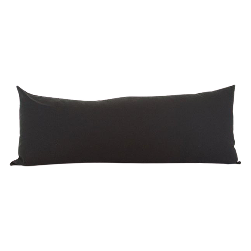 Solid Black Cotton Extra Long Lumbar Pillow - 14x36 pillow