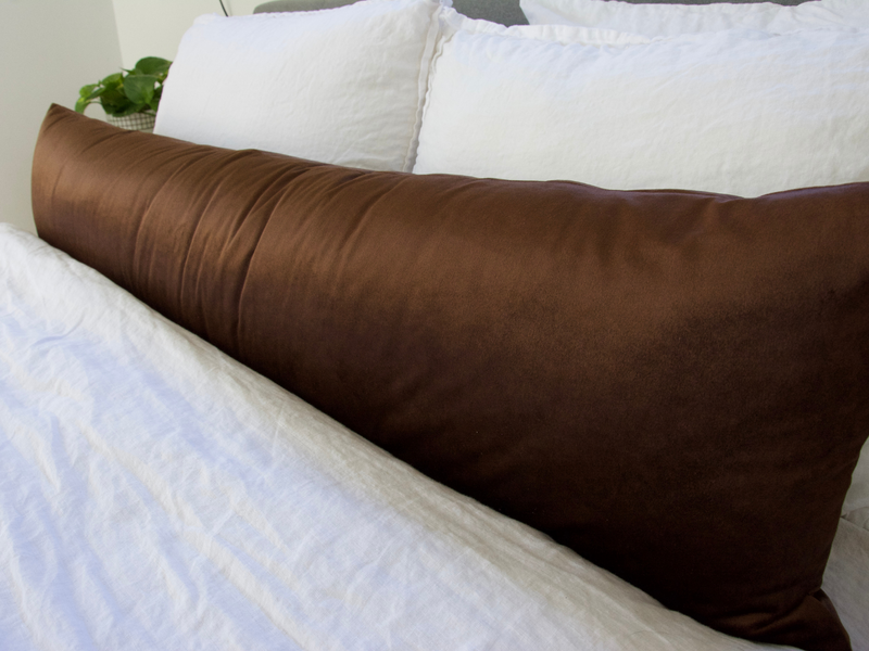 Solid Brown Velvet Extra Long Lumbar Pillow Case - 14x50