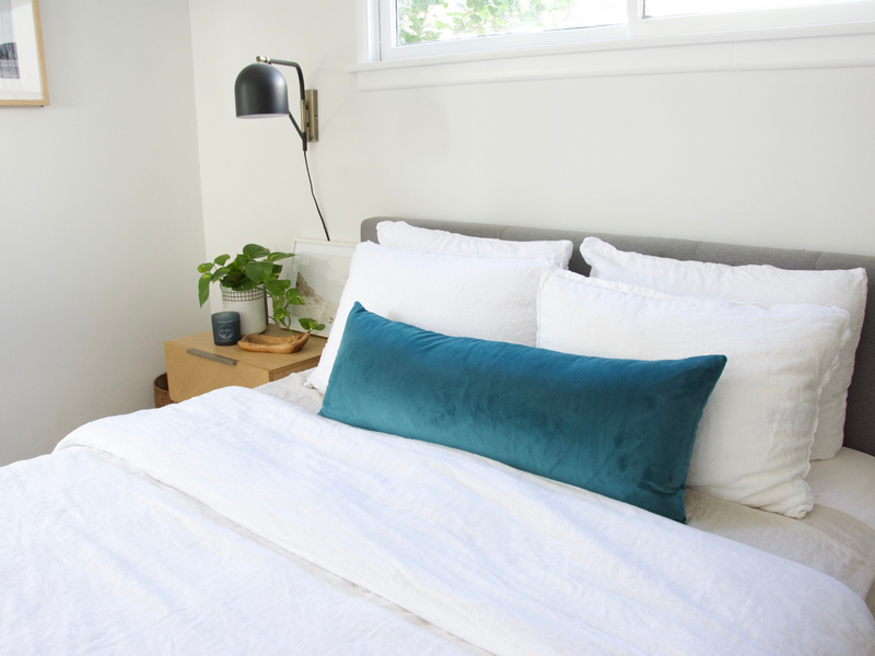 Solid Teal Velvet Extra Long Lumbar Pillow Case - 14x36