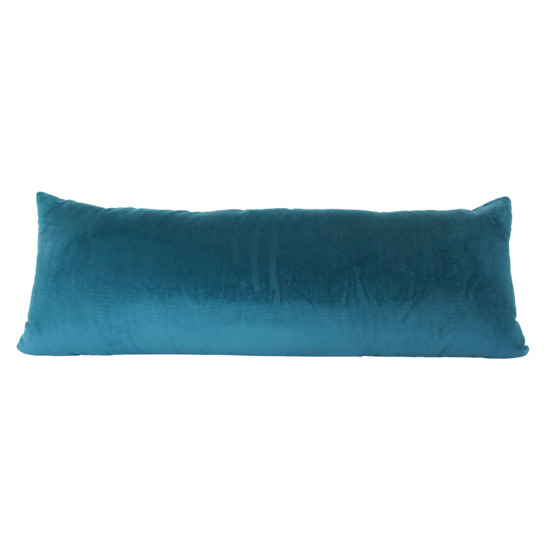 Solid Teal Velvet Extra Long Lumbar Pillow Case - 14x36 pillow
