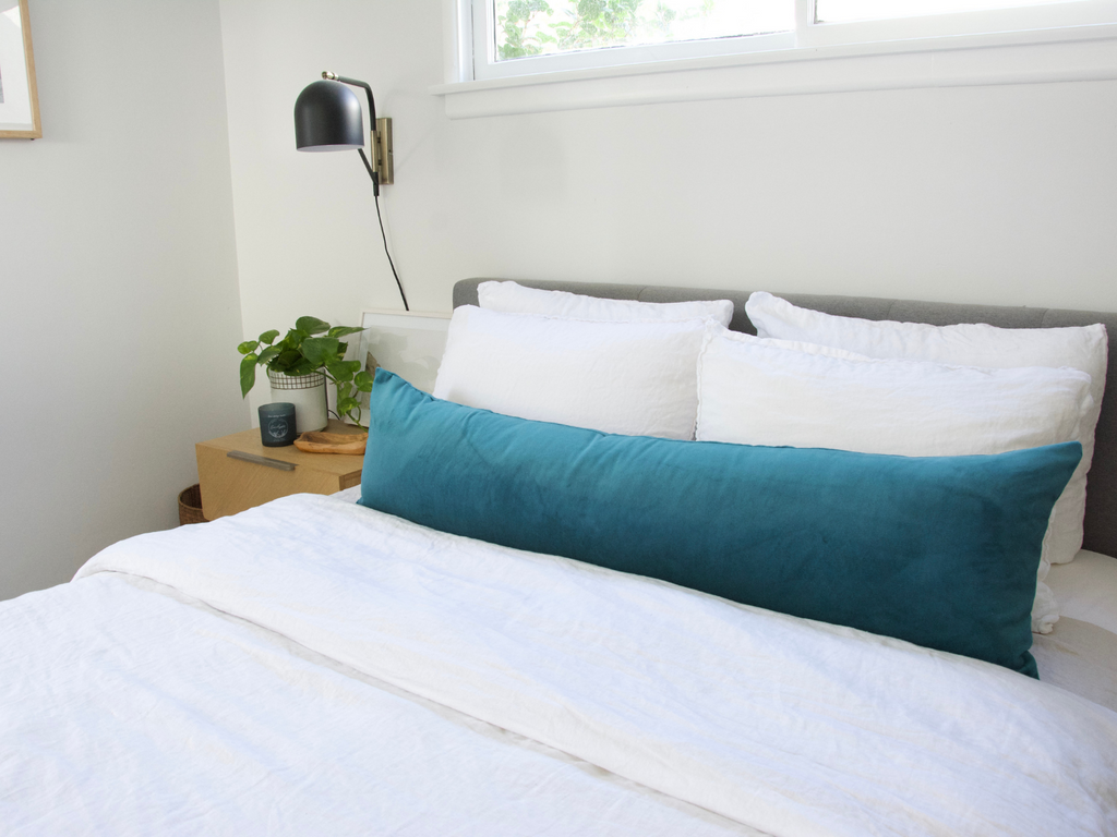 Solid Teal Velvet Extra Long Lumbar Pillow Case - 14x50
