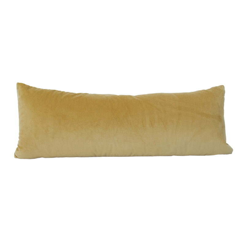 Solid Yellow Velvet Extra Long Lumbar Pillow Case - 14x36 pillow