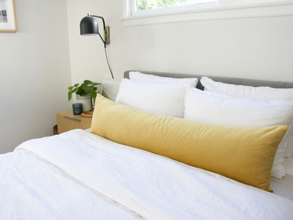 Solid Yellow Velvet Extra Long Lumbar Pillow Case - 14x50