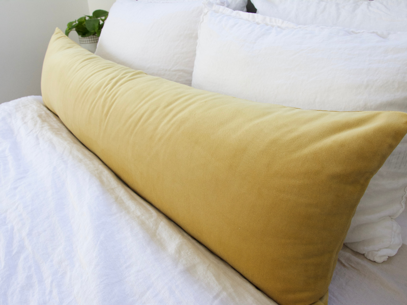 Solid Yellow Velvet Extra Long Lumbar Pillow Case - 14x50